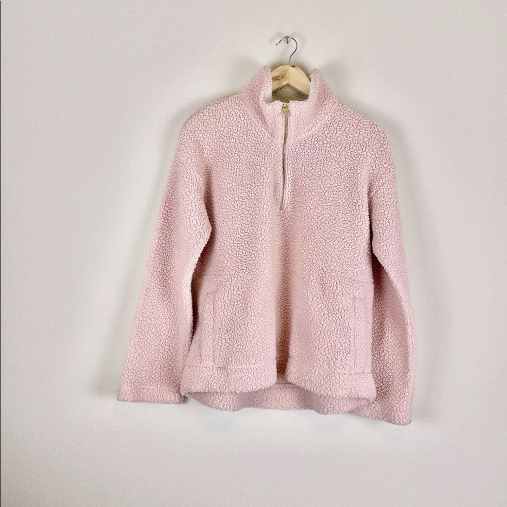Old Navy Sherpa Sweater Size Medium Pink Fleece Pullover - Picture 12 of 13
